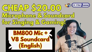 CHEAP $20 MIC | BM-800 microphone V8 Sound card FULL REVIEW Unboxing, Setup, Audio Tests | Gaming