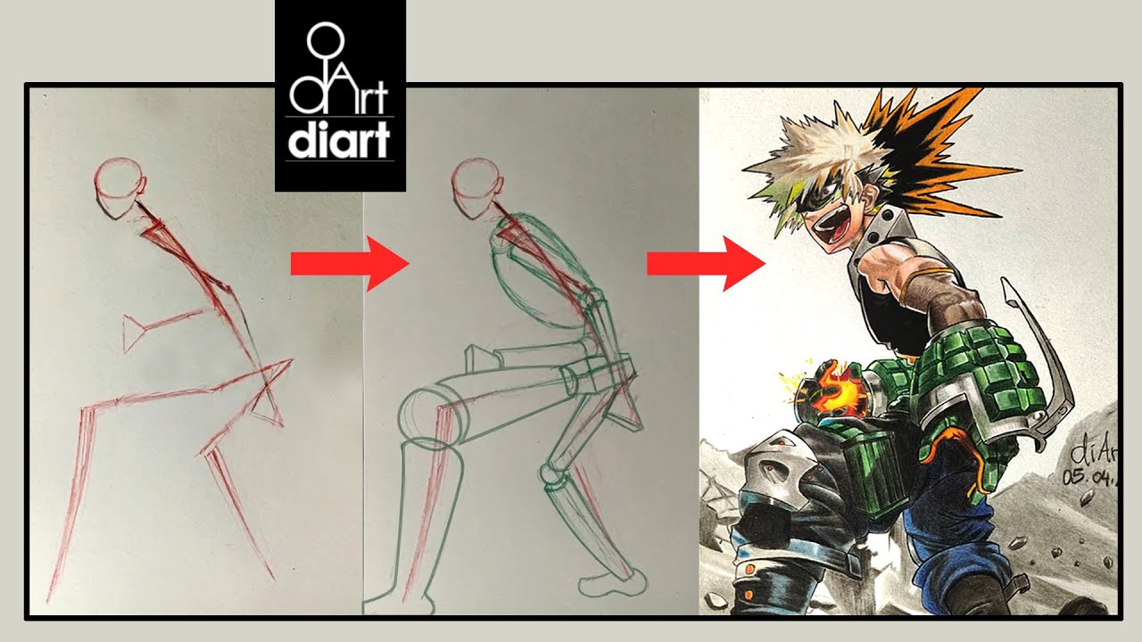 How to draw Dynamic Poses for Anime | Drawing Bakugo from Boku no Hero  Academia | diArt - Bilibili
