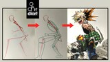 How to draw Dynamic Poses for Anime | Drawing Bakugo from Boku no Hero Academia |  diArt