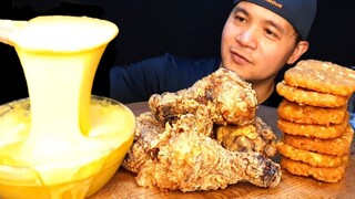 STRETCHY CHEESE FRIED CHICKEN and HASH BROWN | MUKBANG PINOY