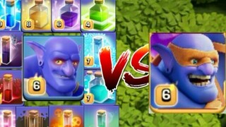 What kind of spell buff can make the Boulder Pitcher beat the Super Boulder Pitcher?