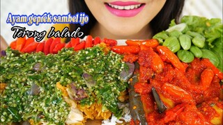 ASMR AYAM GEPREK SAMBEL IJO, TERONG BALADO, PETE | ASMR MUKBANG INDONESIA