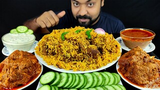 MUTTON BIRYANI, SPICY MUTTON CURRY, RAITA, CHILI, ONION ASMR MUKBANG EATING| BIG BITES | #LiveToEATT