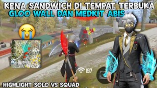 HIGHLIGHT SOLO VS SQUAD?! HAMPIR MATI KENA SANDWICH DI TEMPAT TERBUKA?! - FREE FIRE INDONESIA