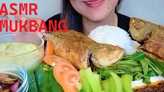 ASMR MUKBANG FRIED FISH WITH VEGGIES AND AVOCADO DESSERT ( FEAT SPICY SAUTEED SHRIMP PASTE )