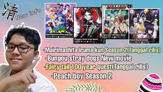Bahas iruma kun s3, New movie bungou stray dogs, Fairy tail 100 quest, peach boy s2 ||Req subscriber