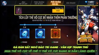 FREE FIRE| TRANH THỦ LÚC GARENA CHƯA BẢO TRÌ VÀO MUA FULL THẺ VÔ CỰC MỚI - THẺ VÔ CỰC DẦN BỊ BỎ RƠI?