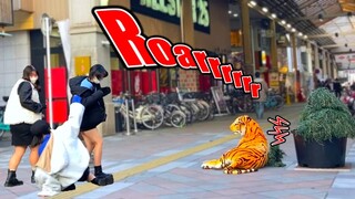 Bushman prank vs Angry 75 inches tiger prank : A roaring tiger vs crazy screams