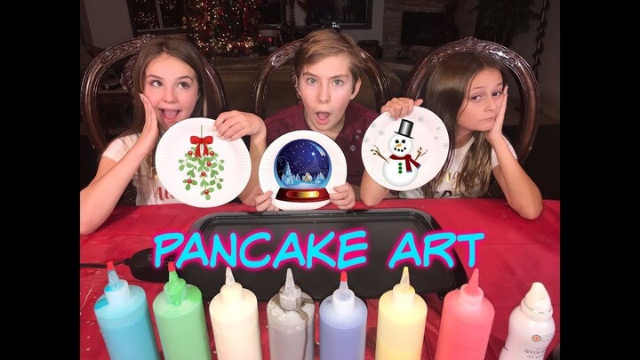 Pancake Art Challenge EXPLOSIVE batter with cast from MANI Piper Rockelle and Sofie Fergi