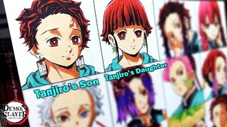 Drawing All Tanjiro’s Children | Demon Slayer Next Generation