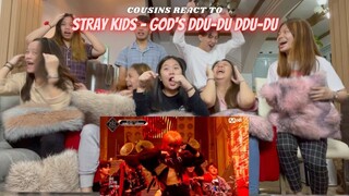 COUSINS REACT TO STRAY KIDS - GOD'S DDU-DU DDU-DU (신뚜두뚜두) [KINGDOM]