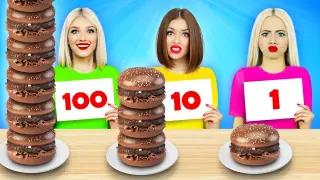 100 Layers of Chocolate Food Challenge | Sweet War for 24 Hours! Chocolate VS Real Food by RATATA