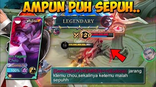 REAKSI KOCAK TIER EPIC KETEMU CHOU YANG DAMAGE NYA GA NGOTAK! BELIAU TERHERNA-HERNA!! - MLBB