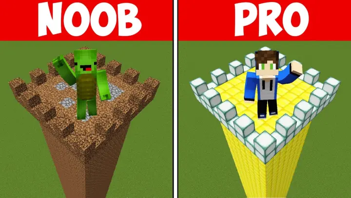 Minecraft NOOB vs PRO: SAFEST SECURITY TOWER BUILD CHALLENGE Maizen JJ Mikey Jeffrey