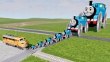 Big & Small Thomas the Tank Engine with Saw Wheels vs Train | BeamNG.Drive
