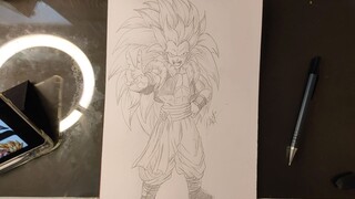 drawing gotenks dragon ball mode gabungan supersaya