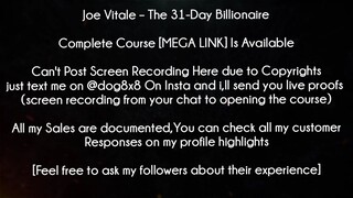 Joe Vitale Course The 31-Day Billionaire download