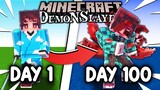 I Survived 100 days as a DEMON in DEMON SLAYER in Minecraft...