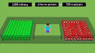 100 maizen jj vs steve golem vs 100 mikey