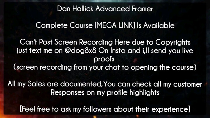 Dan Hollick Advanced Framer Course Download