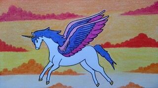 Cara menggambar unicorn || Menggambar kuda terbang || Menggambar kuda poni