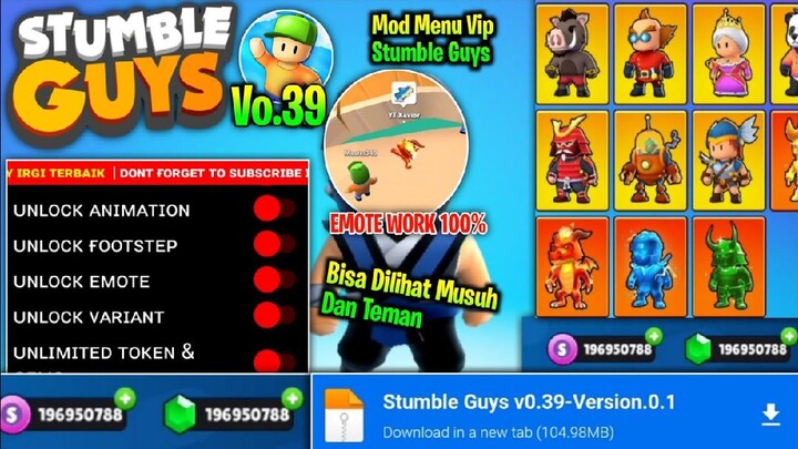 Update! Stumble Guys Mod Apk v.39 Bisa Pakai Emote, No Pasword, Unlock All Skin, Bisa Mabar Ori 2022