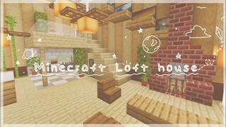 [mcpe] minecraft loft house tutorial + furniture ideas 🌻 ~ aesthetic minecraft speedbuild