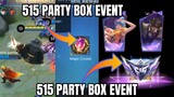 515 Party Box Event Free Skin? | Magic Crystal Obtained | Bane New Skin Highlights | MLBB