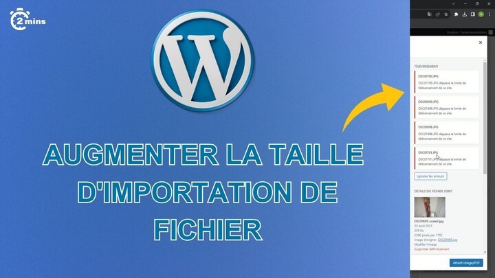 How To Increase the WordPress Maximum Upload file Size 📇 WordPress Augmenter la taille du fichier