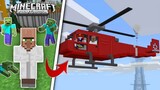 Gumamit ako ng HELICOPTER para iligtas ang VILLAGER sa Maraming Zombie | Minecraft PE