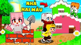 Mimi và Mr Vịt Thử Thách Xây Nhà Hai Màu Cùng Kamui và Kairon Trong Minecraft