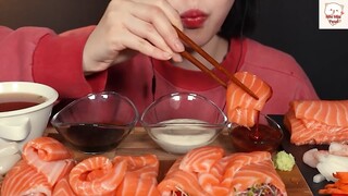 Thưởng thức Sashimi cá hồi béo ngon 1 #MiuMiuFood