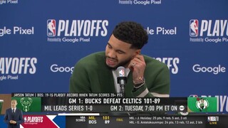 Giannis blows out my mind - Jayson Tatum on Bucks def. Celtics 1-0 to lead Playoffs West Conf Semi