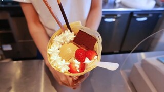 Kem crepe đường phố tokyo nhật bản - Món ăn đường phố Nhật Bản