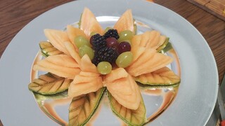 How To Make A  Big Flower Bowl from Cantaloupe for centerpiece/Fruit and Vegetable Carving