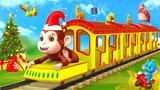 Funny Animals Christmas 🎄 Train with Monkey and Gorilla 3D Animals Festive Celebrations in Jungle