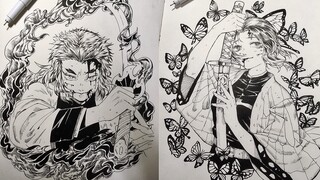 [ Kimetsu no Yaiba ] Cara menggunakan pena jarum untuk menggambar benang dengan Butterfly Ninja deng