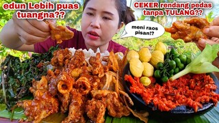 AGAK LAIN⁉️ RENDANG CEKER TANPA TULANG SAMBAL TERASI LALAPAN JENGKOL MENTAH BUNGA KUNYIT LEUNCA