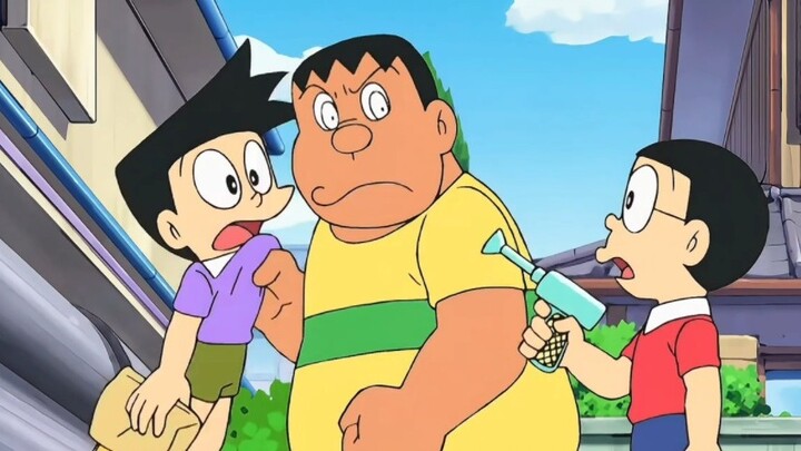 Nobita menggunakan rasa kantuknya untuk menyerap pistol untuk membantu Xiaofu menyelamatkannya, teta