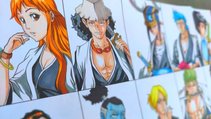 Drawing Straw Hat pirates as Gotei 13 captains | ONEPIECE X BLEACH Cross over