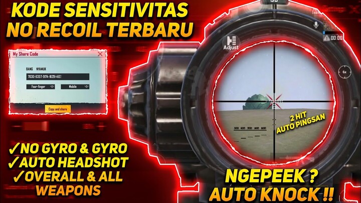 TERBARU AUTO HEADSHOT !! KODE SENSITIVITAS PUBG MOBILE TERBAIK PEMULA NO RECOIL GYRO & NO GYRO