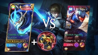 Gusion Comic Gleam Legend skin Comeback. Gusion + Antique Cuirass VS Saber.