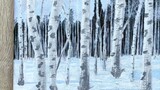 Birch trees Acrylic art. A beautiful day of early spring in Russia
