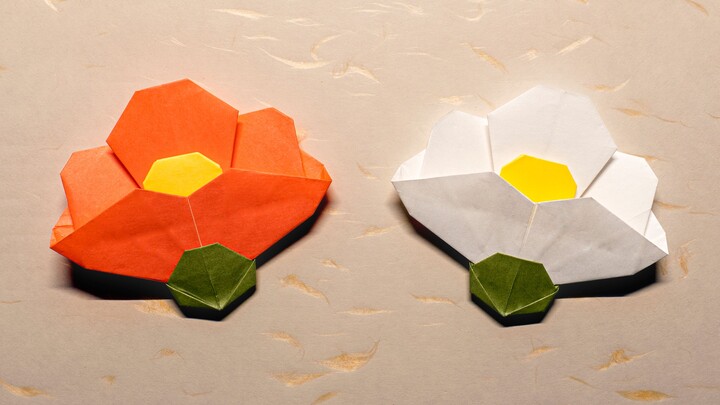 Origami instruction to camellia bookmark-DIY