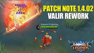 VALIR REWORK, ARGUS, BRUNO BUFF, LUNOX, MASHA NERF - PATCH NOTE 1.4.02 MOBILE LEGENDS