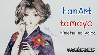 fanart&วาดเล่น ✦ tamayo kimetsu no yaiba vwatercolor ✧ พอก่อนนะคิเมสึ😅