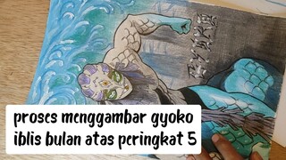 Drawing Iblis Bulan Atas Gyoko dari Anime Kimetsu No Yaiba