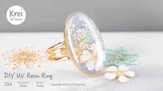 【モールドなしUV レジン】ドライフラワーを使って、DIY指輪を作りました〜♪ UV Resin - DIY Rings with Dried Flower.