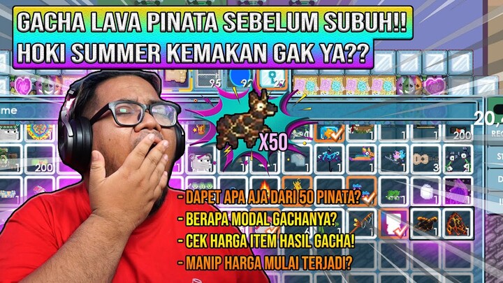 GACHA 50 LAVA PINATA JAM 4 PAGI! HARGA VOLCANIC CAPE & WING BERAPA YA? || GROWTOPIA INDONESIA