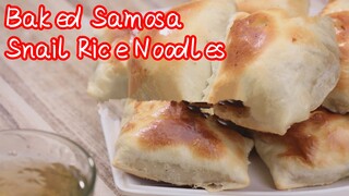 Baked Samosa + Snail Rice Noodles